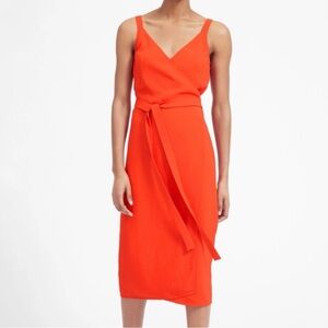Everlane Vibrant Orange Midi Wrap Dress